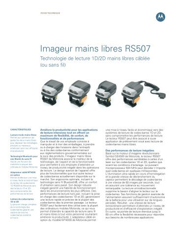 Imageur mains libres à fil ou sans fil RS507-Spécifications(385 KB pdf)