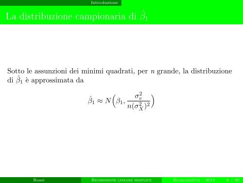 Regressione lineare semplice: inferenza - Economia