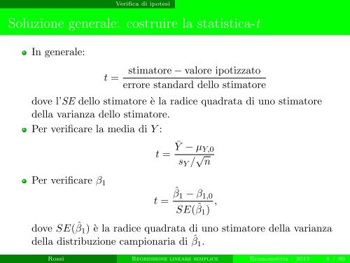 Regressione lineare semplice: inferenza - Economia