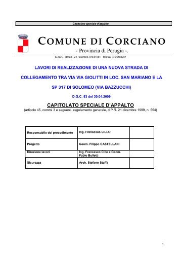 capitolato speciale d'appalto - Comune di Corciano