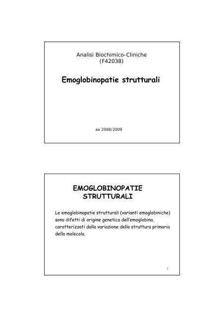 Emoglobinopatie strutturali - Andrea Mosca