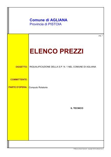 ELENCO PREZZI - Provincia di Pistoia