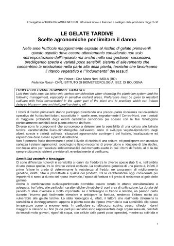 LE GELATE TARDIVE Scelte agronomiche per ... - Il divulgatore