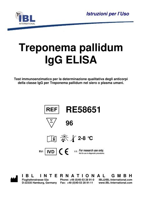 Treponema pallidum IgG ELISA - IBL international