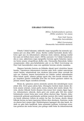 EIBARKO TOPONIMIA - Euskaltzaindia