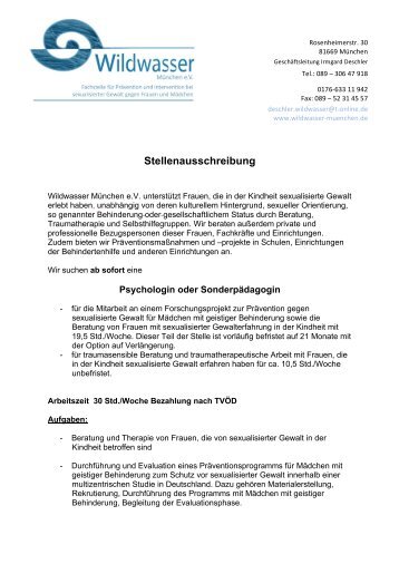 Psychologin oder Sozialpädagogin (PDF 293 KB) - Wildwasser ...