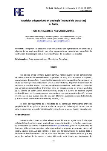 Modelos adaptativos en Zoología (Manual de prácticas) 4. Color