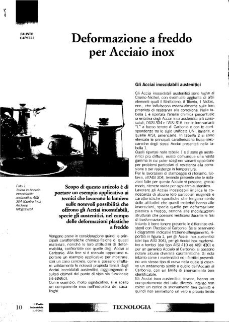 Deformazione a freddo per Acciaio inox - Centro Inox