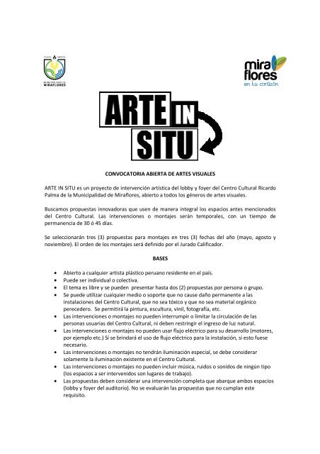 CONVOCATORIA ARTE IN SITU es un proyecto de intervenc Palma ...