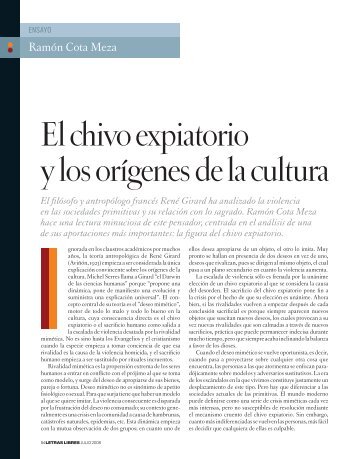 El chivo expiatorio y los orígenes de la cultura - Letras Libres