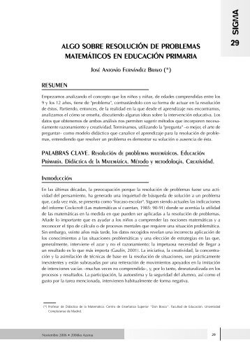 Algo sobre resolución de problemas matemáticos en Educación