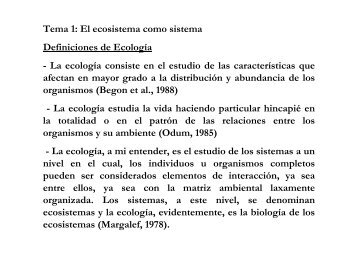 Tema 1: El ecosistema como sistema Definiciones de Ecología - La ...