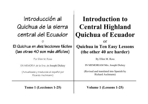 Introduction to Central Highland Quichua of Ecuador - Quichua.net