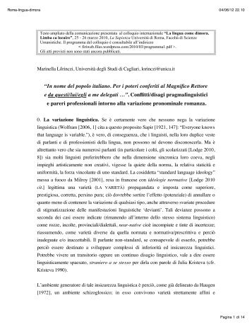 “In nome del popolo italiano. Per i poteri conferiti al Magnifico ...