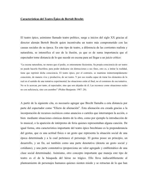 Caracter sticas del Teatro pico de Bertolt Brecht El teatro