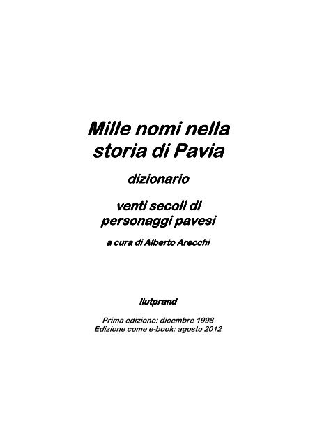 Mille nomi nella storia di Pavia - Liutprand