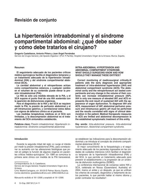 Paciente con manejo de hipertensión intraabdominal