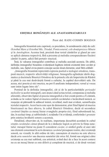 edițiile românești ale Anastasimatarului - Altarul Banatului