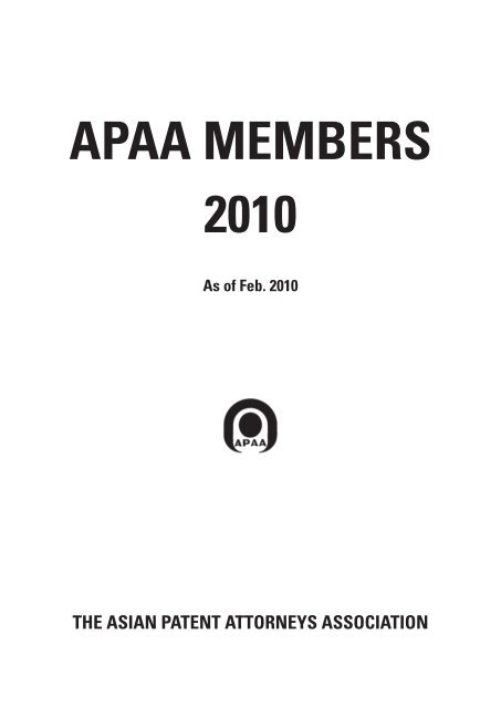 APAA MEMBERS 2010 - Asian Patent Attorneys Association