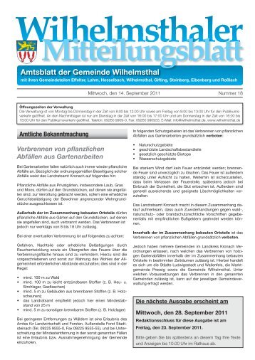 Amtsblatt der Gemeinde Wilhelmsthal