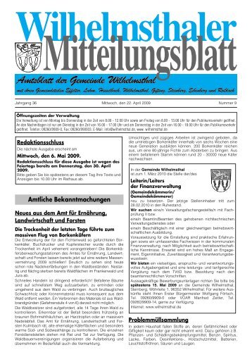 Amtsblatt der Gemeinde Wilhelmsthal Amtsblatt der Gemeinde ...