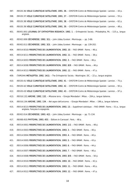 CIRAD - Locust ecology & control unit, Library contents, issued ...