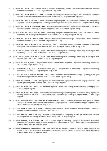 CIRAD - Locust ecology & control unit, Library contents, issued ...