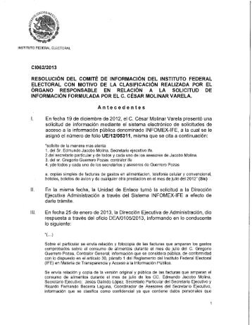 Resolución CI062-2013 - Instituto Federal Electoral
