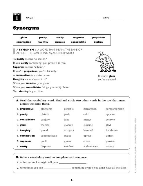 Sixth Grade Vocabulary