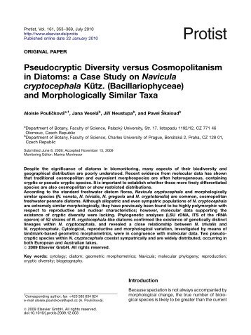 Pseudocryptic Diversity versus Cosmopolitanism in Diatoms a Case ...