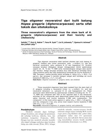 Tiga oligomer resveratrol dari kulit batang Hopea gregaria - Majalah ...