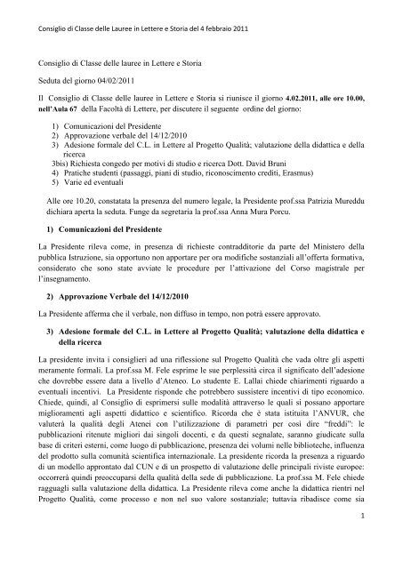 qui - Facoltà di Lettere e Filosofia - Università degli studi di Cagliari.