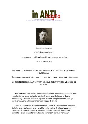 Prof. Giuseppe Nibbi La sapienza poetica ellenistica di stampo ...
