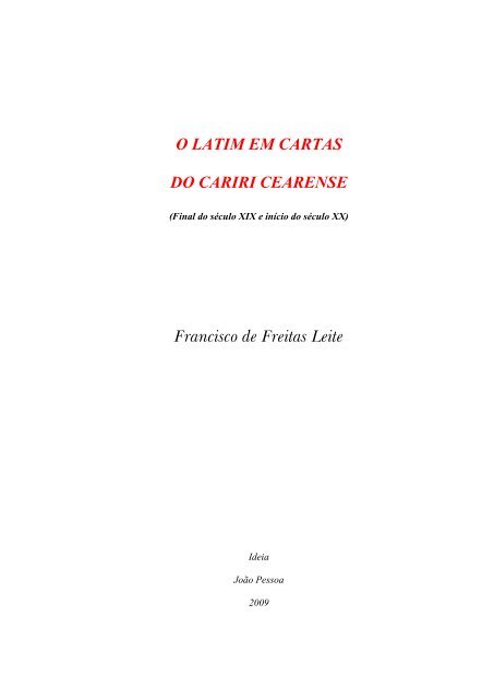 O LATIM EM CARTAS DO CARIRI CEARENSE - DSpace/UFPB (REI)