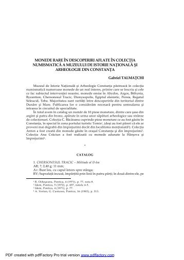 MONEDE RARE ÎN DESCOPERIRI AFLATE ÎN ... - Revista PONTICA