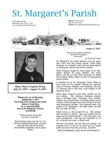 download the bulletin - St. Margaret's Church