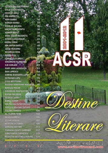 Destine Literare nr. 22 - iunie-iulie 2012 - Scriitorii Romani din Canada