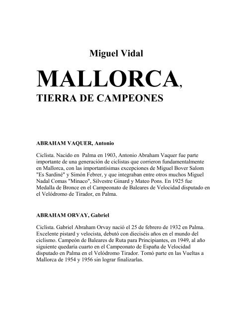 (\(a\) MALLORCA, TIERRA DE CAMPEONES) - miguel vidal