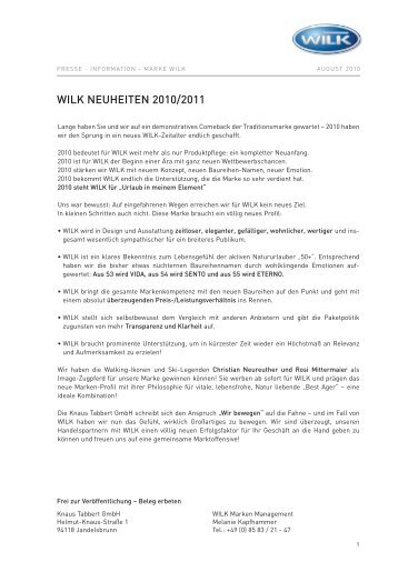 WILK NEUHEITEN 2010/2011 - Knaus Tabbert Group GmbH