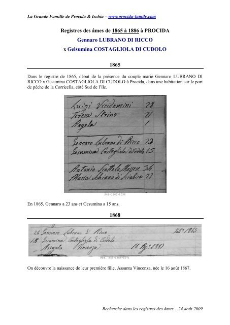 Registres des âmes de 1865 à 1886 à PROCIDA Gennaro ...