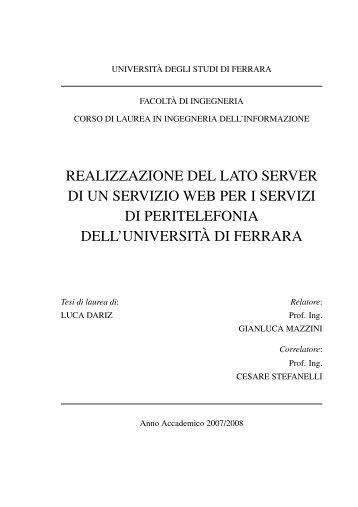 realizzazione del lato server di un servizio web per i ... - Tlc.unife.it