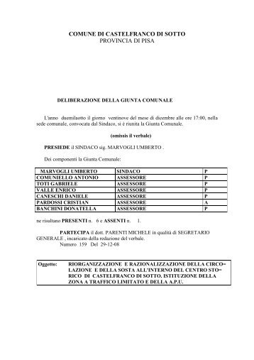 COMUNE DI CASTELFRANCO DI SOTTO PROVINCIA DI PISA