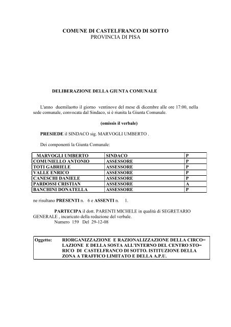 COMUNE DI CASTELFRANCO DI SOTTO PROVINCIA DI PISA