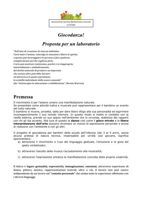 Giocodanza! Proposta per un laboratorio - BackOffice Adria Web