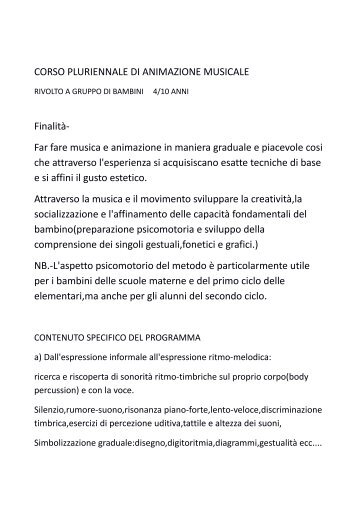 Programma pluriennale di Animazione musicale - Scuola Svizzera ...