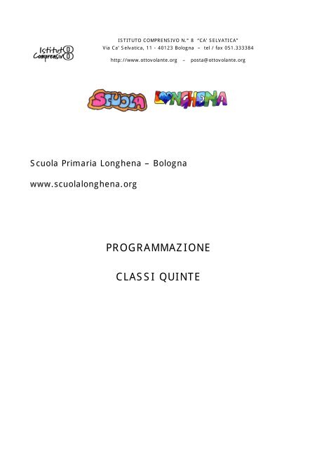 Programmazione Classi Quinte Scuola Primaria Longhena