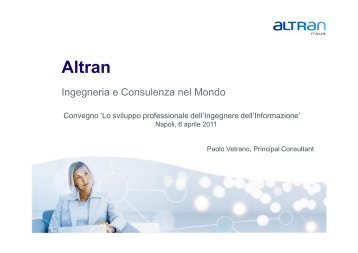 Presentazione di Paolo Vetrano, Principal Consultant Altran