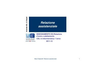 Relazione assistenziale - Agenzia per la Formazione