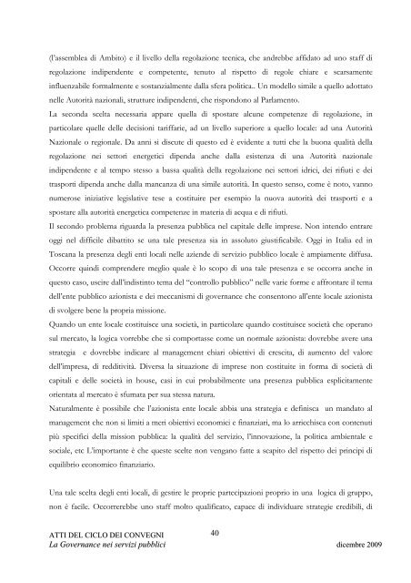 La governance nei servizi pubblici locali - Confservizi Cispel Toscana