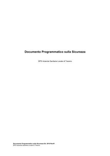 Documento Programmatico sulla Sicurezza - ASL Teramo